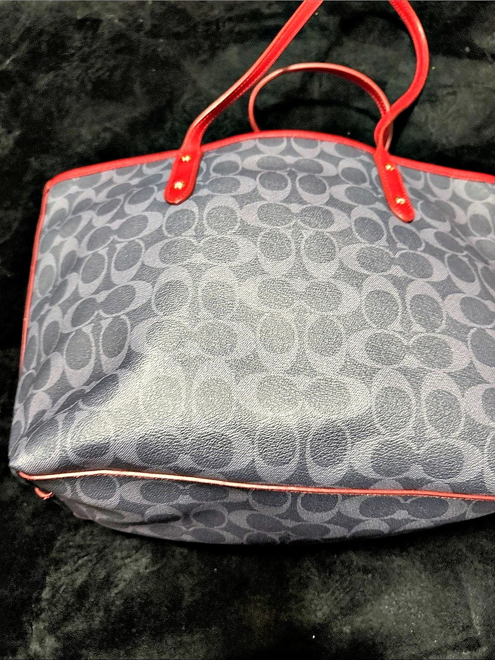 Coach City Tote in Signature Canvas Blue & Red